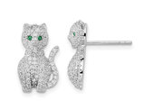 Sterling Silver Cat Earrings with Cubic Zirconias